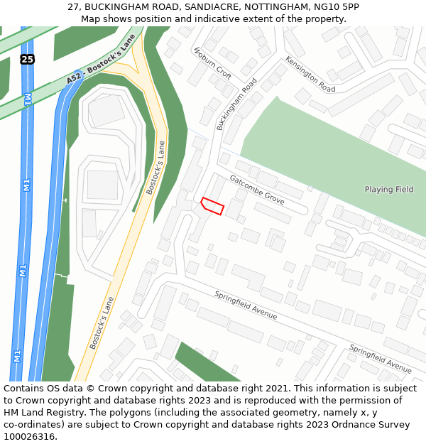 27, BUCKINGHAM ROAD, SANDIACRE, NOTTINGHAM, NG10 5PP: Location map and indicative extent of plot