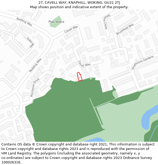 27, CAVELL WAY, KNAPHILL, WOKING, GU21 2TJ: Location map and indicative extent of plot