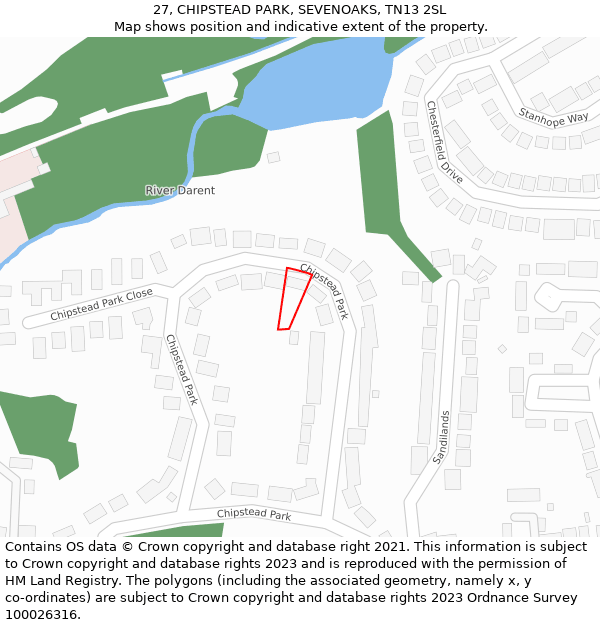 27, CHIPSTEAD PARK, SEVENOAKS, TN13 2SL: Location map and indicative extent of plot
