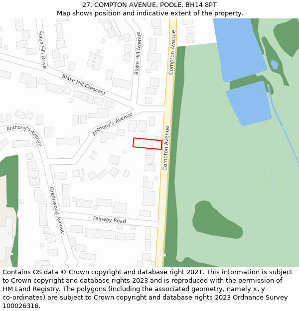 27, COMPTON AVENUE, POOLE, BH14 8PT: Location map and indicative extent of plot