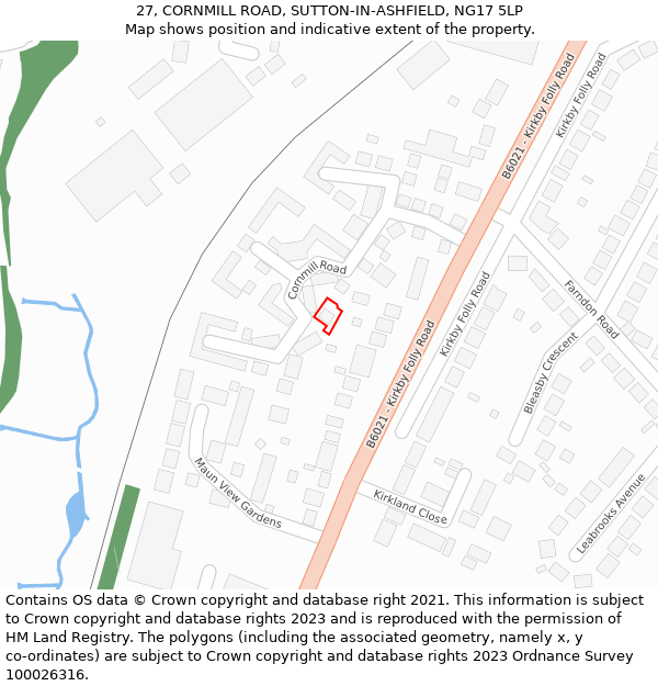 27, CORNMILL ROAD, SUTTON-IN-ASHFIELD, NG17 5LP: Location map and indicative extent of plot