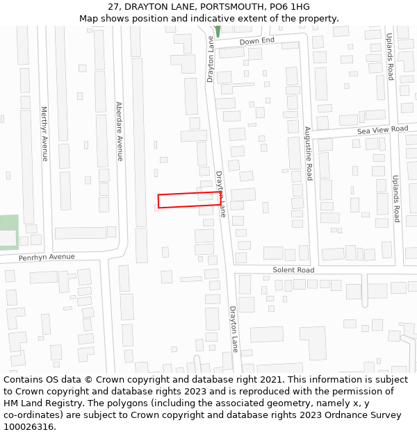 27, DRAYTON LANE, PORTSMOUTH, PO6 1HG: Location map and indicative extent of plot