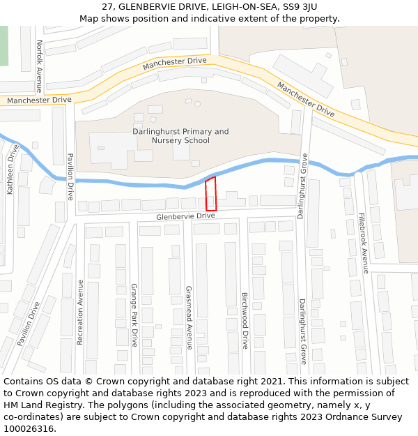 27, GLENBERVIE DRIVE, LEIGH-ON-SEA, SS9 3JU: Location map and indicative extent of plot