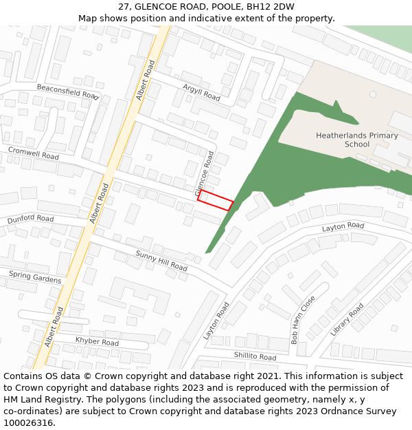 27, GLENCOE ROAD, POOLE, BH12 2DW: Location map and indicative extent of plot
