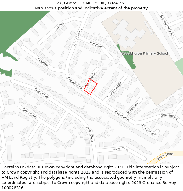 27, GRASSHOLME, YORK, YO24 2ST: Location map and indicative extent of plot