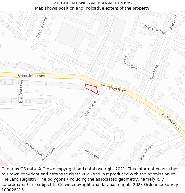 27, GREEN LANE, AMERSHAM, HP6 6AS: Location map and indicative extent of plot