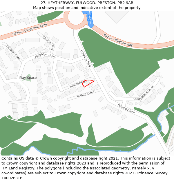 27, HEATHERWAY, FULWOOD, PRESTON, PR2 9AR: Location map and indicative extent of plot