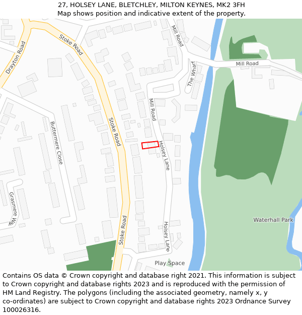 27, HOLSEY LANE, BLETCHLEY, MILTON KEYNES, MK2 3FH: Location map and indicative extent of plot