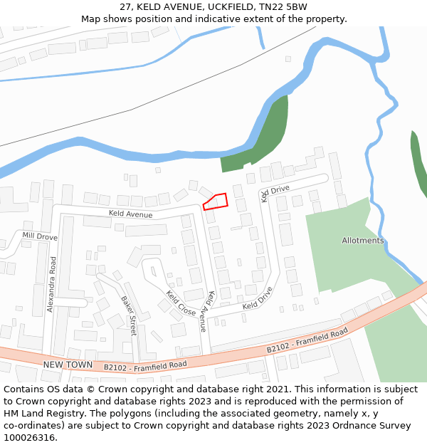 27, KELD AVENUE, UCKFIELD, TN22 5BW: Location map and indicative extent of plot