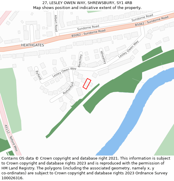 27, LESLEY OWEN WAY, SHREWSBURY, SY1 4RB: Location map and indicative extent of plot