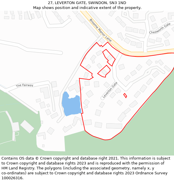 27, LEVERTON GATE, SWINDON, SN3 1ND: Location map and indicative extent of plot