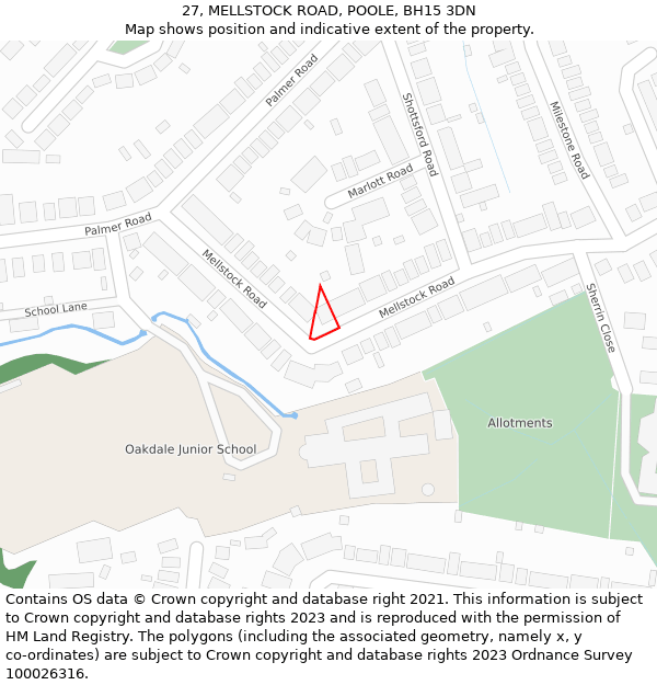 27, MELLSTOCK ROAD, POOLE, BH15 3DN: Location map and indicative extent of plot