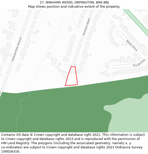 27, NINHAMS WOOD, ORPINGTON, BR6 8NJ: Location map and indicative extent of plot