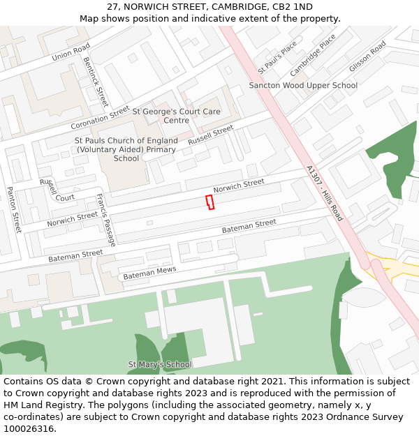 27, NORWICH STREET, CAMBRIDGE, CB2 1ND: Location map and indicative extent of plot