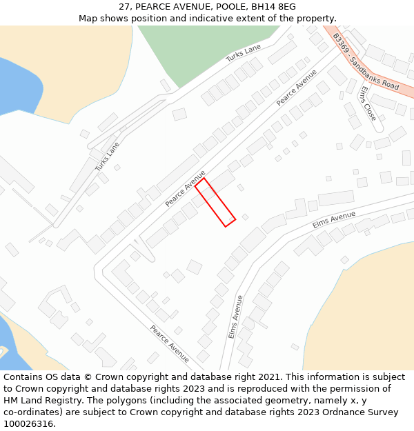 27, PEARCE AVENUE, POOLE, BH14 8EG: Location map and indicative extent of plot