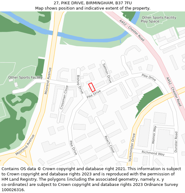 27, PIKE DRIVE, BIRMINGHAM, B37 7FU: Location map and indicative extent of plot