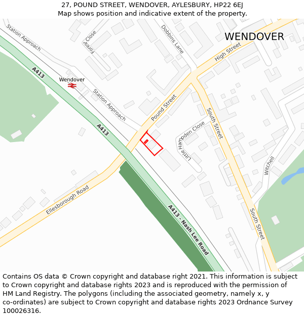 27, POUND STREET, WENDOVER, AYLESBURY, HP22 6EJ: Location map and indicative extent of plot