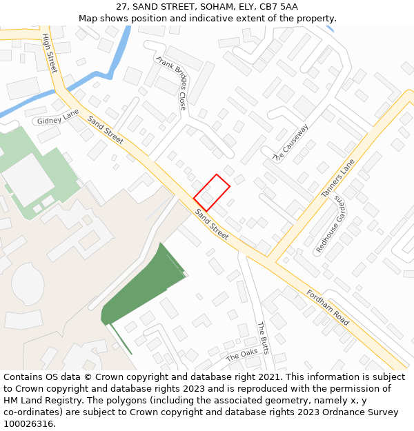 27, SAND STREET, SOHAM, ELY, CB7 5AA: Location map and indicative extent of plot