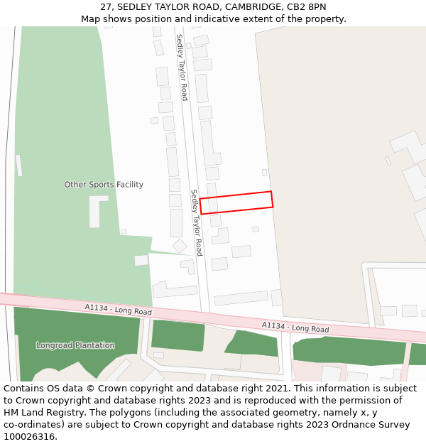27, SEDLEY TAYLOR ROAD, CAMBRIDGE, CB2 8PN: Location map and indicative extent of plot