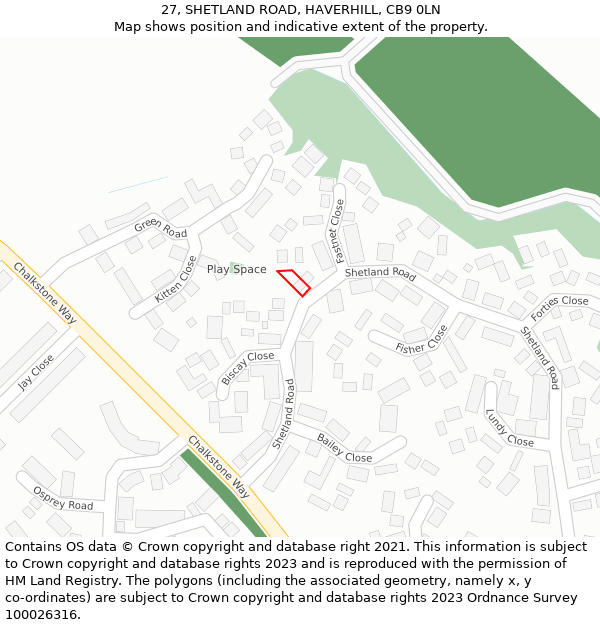 27, SHETLAND ROAD, HAVERHILL, CB9 0LN: Location map and indicative extent of plot