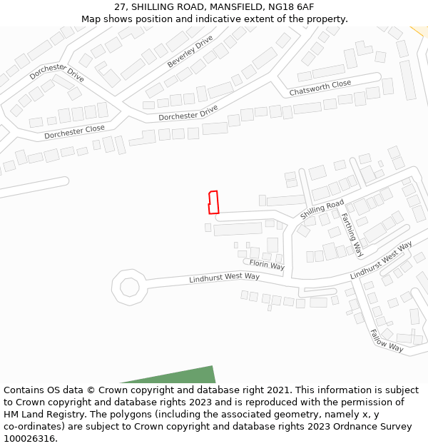 27, SHILLING ROAD, MANSFIELD, NG18 6AF: Location map and indicative extent of plot