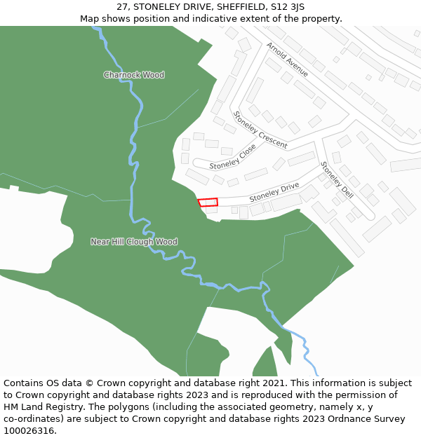 27, STONELEY DRIVE, SHEFFIELD, S12 3JS: Location map and indicative extent of plot