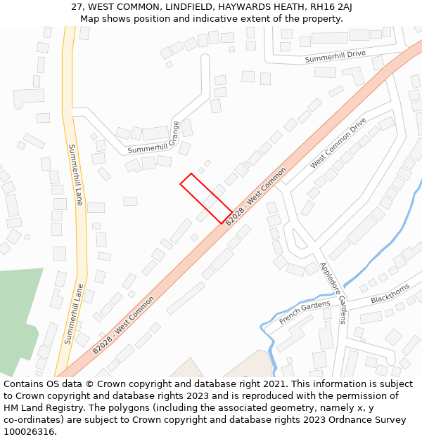 27, WEST COMMON, LINDFIELD, HAYWARDS HEATH, RH16 2AJ: Location map and indicative extent of plot