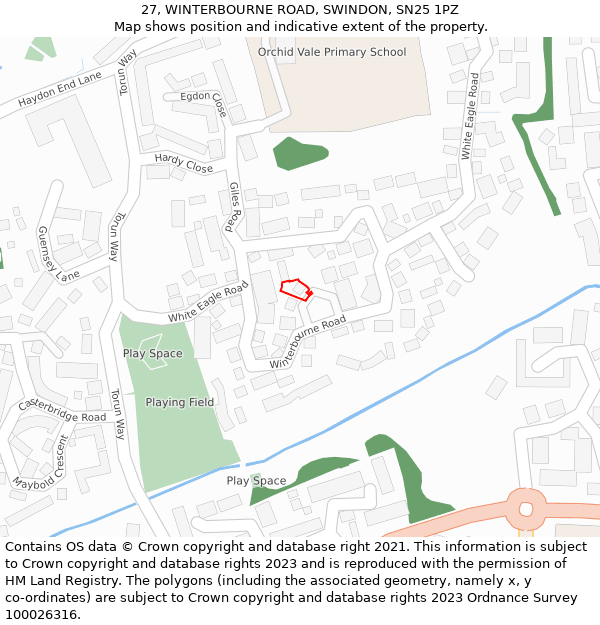 27, WINTERBOURNE ROAD, SWINDON, SN25 1PZ: Location map and indicative extent of plot