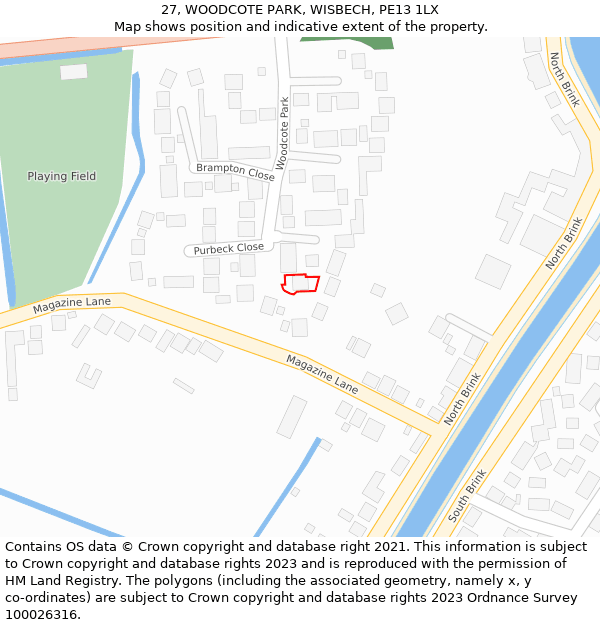 27, WOODCOTE PARK, WISBECH, PE13 1LX: Location map and indicative extent of plot