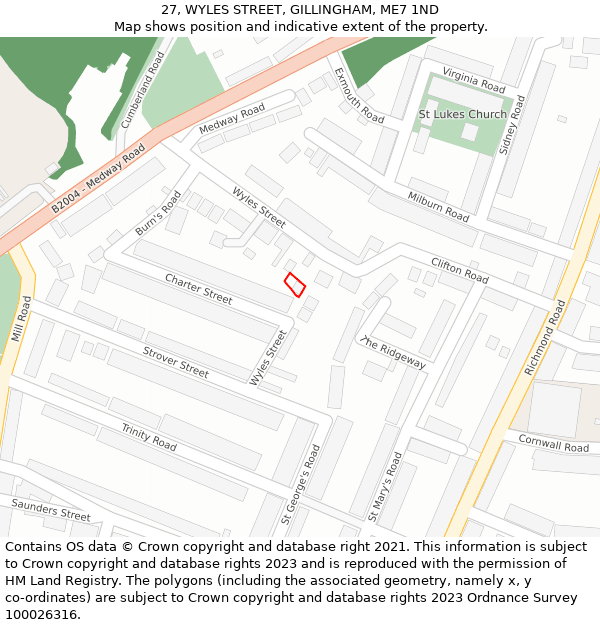 27, WYLES STREET, GILLINGHAM, ME7 1ND: Location map and indicative extent of plot
