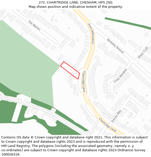 272, CHARTRIDGE LANE, CHESHAM, HP5 2SG: Location map and indicative extent of plot