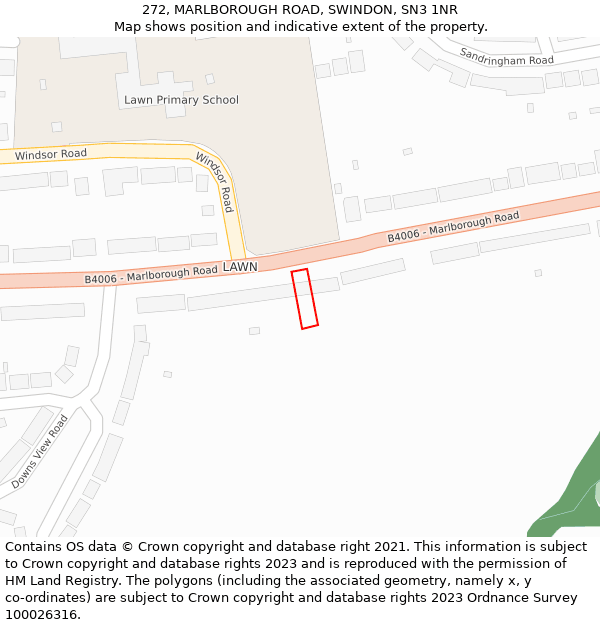272, MARLBOROUGH ROAD, SWINDON, SN3 1NR: Location map and indicative extent of plot