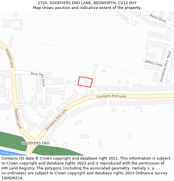 272A, GOODYERS END LANE, BEDWORTH, CV12 0HY: Location map and indicative extent of plot