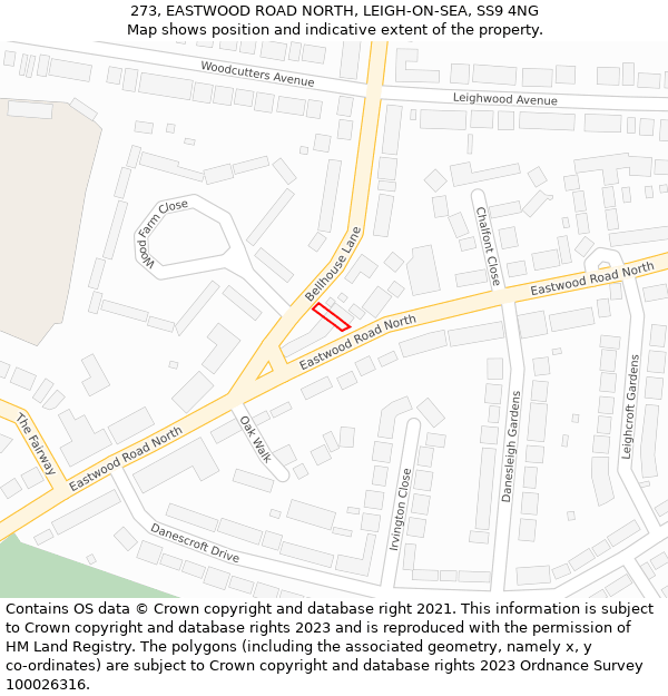 273, EASTWOOD ROAD NORTH, LEIGH-ON-SEA, SS9 4NG: Location map and indicative extent of plot