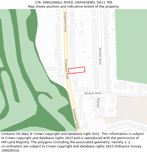 276, SINGLEWELL ROAD, GRAVESEND, DA11 7RE: Location map and indicative extent of plot