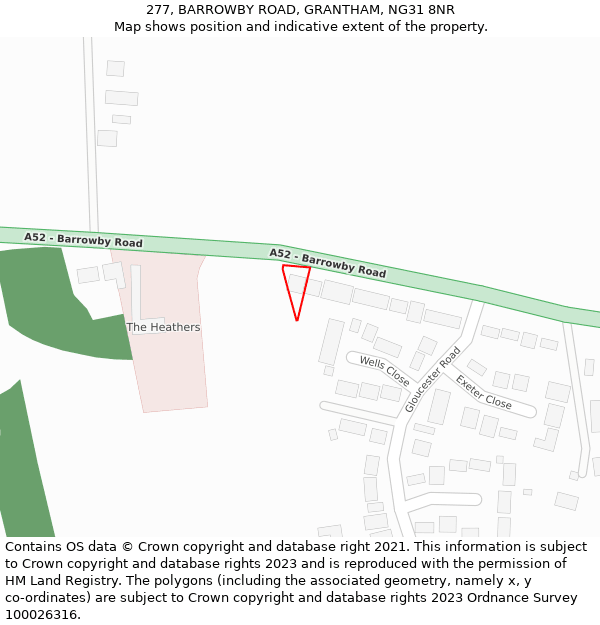 277, BARROWBY ROAD, GRANTHAM, NG31 8NR: Location map and indicative extent of plot