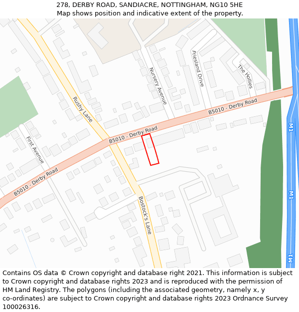 278, DERBY ROAD, SANDIACRE, NOTTINGHAM, NG10 5HE: Location map and indicative extent of plot