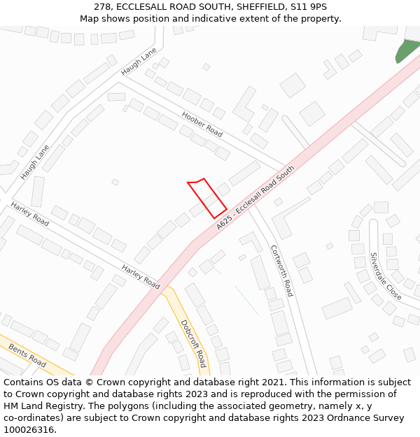 278, ECCLESALL ROAD SOUTH, SHEFFIELD, S11 9PS: Location map and indicative extent of plot