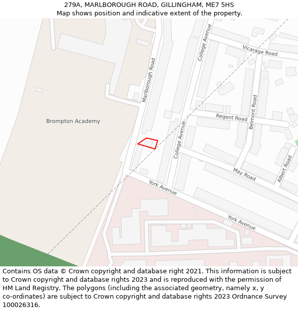 279A, MARLBOROUGH ROAD, GILLINGHAM, ME7 5HS: Location map and indicative extent of plot