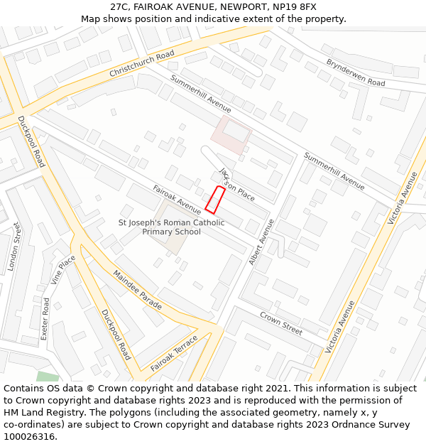 27C, FAIROAK AVENUE, NEWPORT, NP19 8FX: Location map and indicative extent of plot