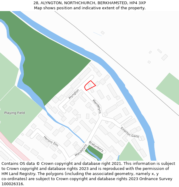 28, ALYNGTON, NORTHCHURCH, BERKHAMSTED, HP4 3XP: Location map and indicative extent of plot