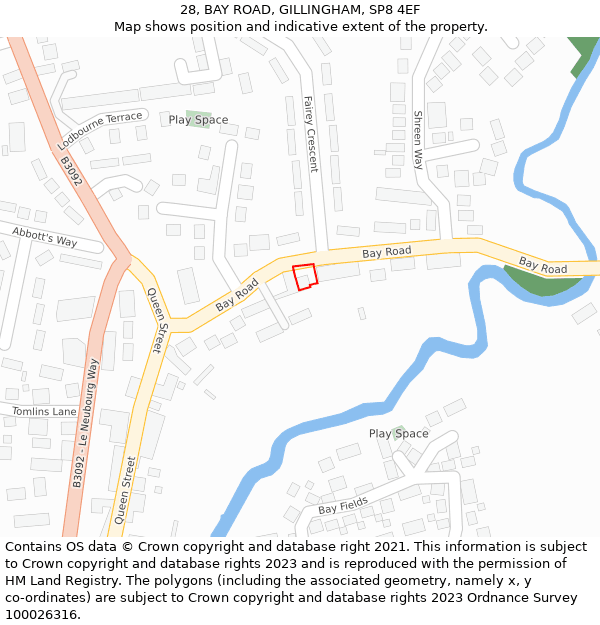 28, BAY ROAD, GILLINGHAM, SP8 4EF: Location map and indicative extent of plot