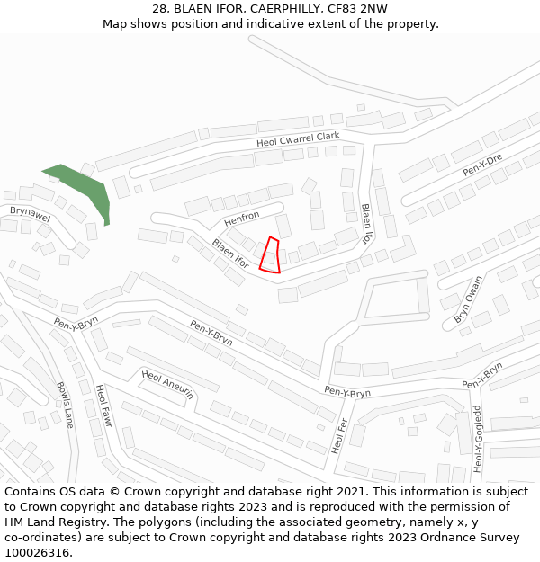 28, BLAEN IFOR, CAERPHILLY, CF83 2NW: Location map and indicative extent of plot