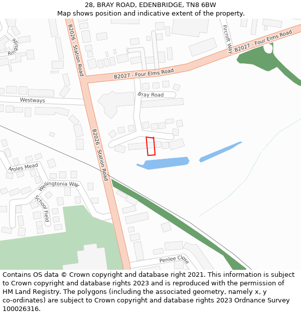 28, BRAY ROAD, EDENBRIDGE, TN8 6BW: Location map and indicative extent of plot