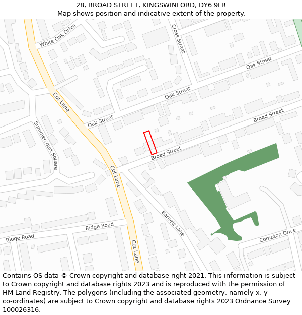 28, BROAD STREET, KINGSWINFORD, DY6 9LR: Location map and indicative extent of plot