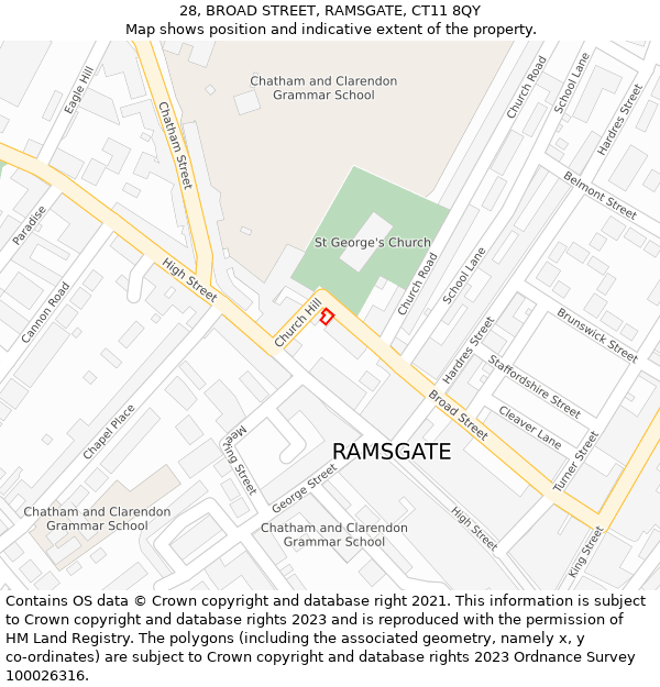 28, BROAD STREET, RAMSGATE, CT11 8QY: Location map and indicative extent of plot