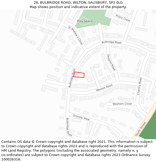 28, BULBRIDGE ROAD, WILTON, SALISBURY, SP2 0LG: Location map and indicative extent of plot
