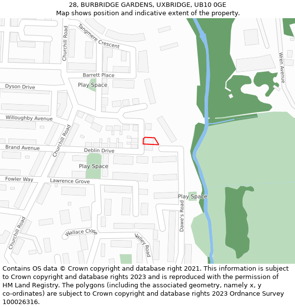 28, BURBRIDGE GARDENS, UXBRIDGE, UB10 0GE: Location map and indicative extent of plot