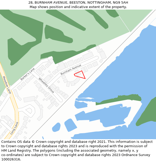 28, BURNHAM AVENUE, BEESTON, NOTTINGHAM, NG9 5AH: Location map and indicative extent of plot