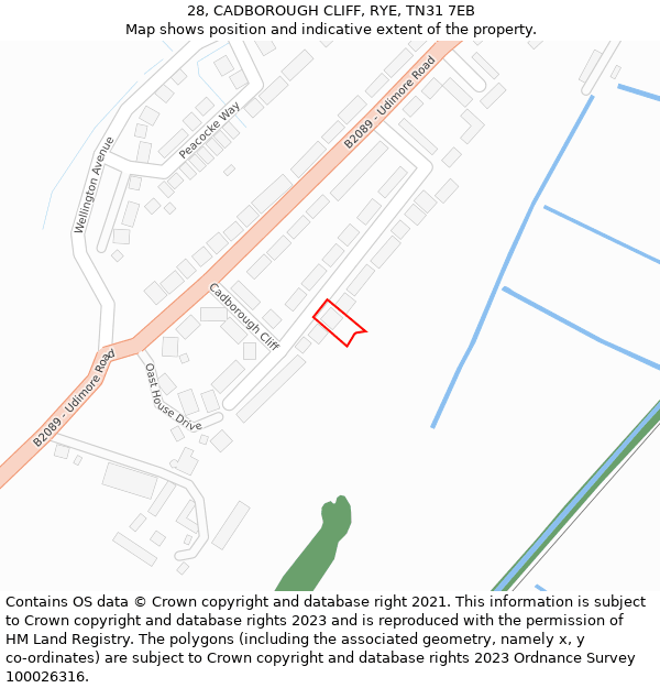 28, CADBOROUGH CLIFF, RYE, TN31 7EB: Location map and indicative extent of plot